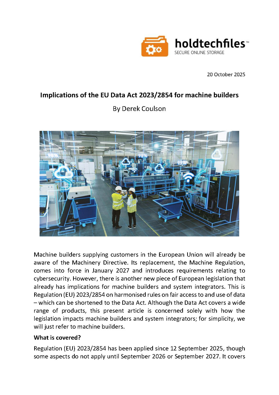 EU Data Act Article October 2025